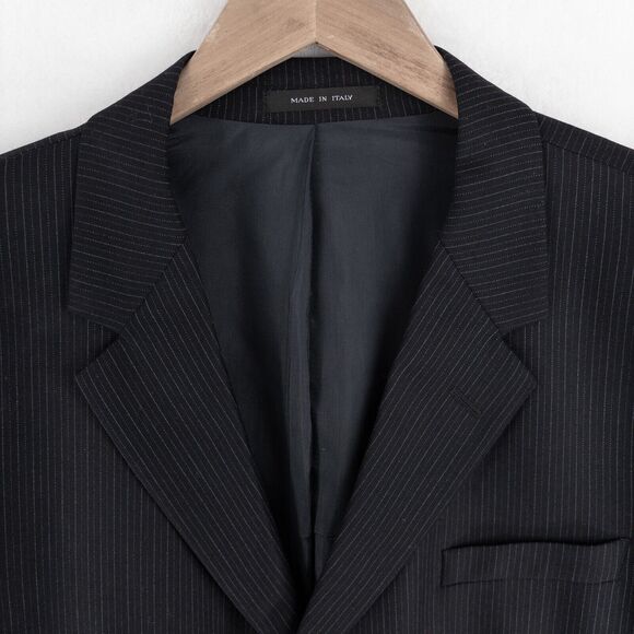 Emporio Armani Sean Line Blazer Mens 46 Wool Blend Dark Navy Blue 3 Button Italy - Picture 3 of 12